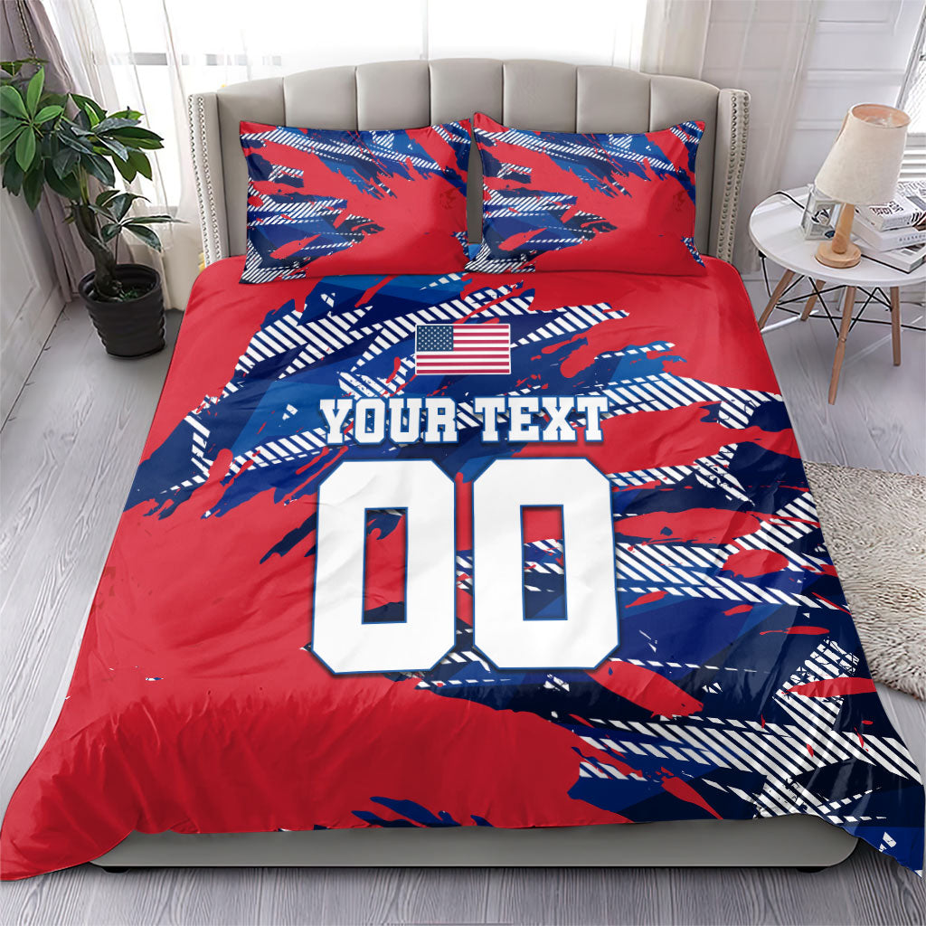 Personalized United States Soccer Eagle Bedding Set American Flag Grunge Patriot Art