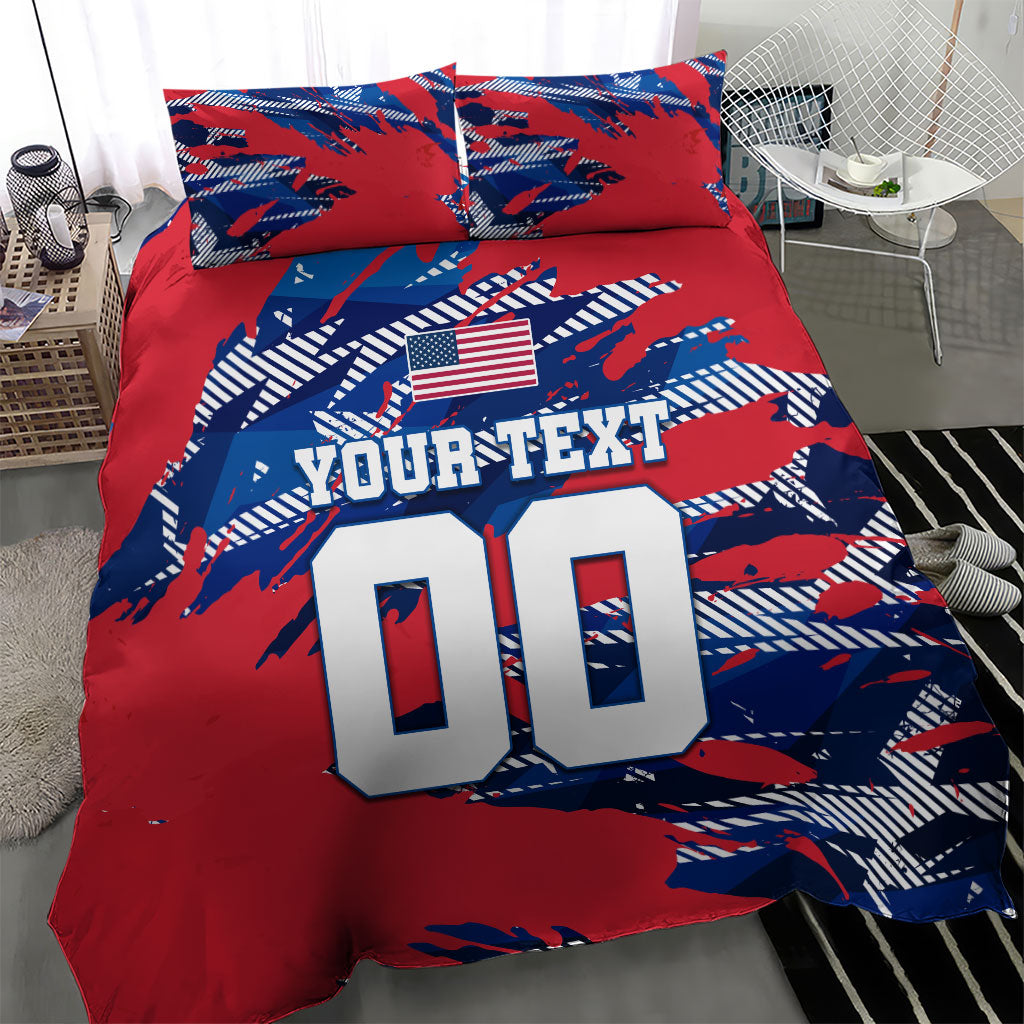 Personalized United States Soccer Eagle Bedding Set American Flag Grunge Patriot Art