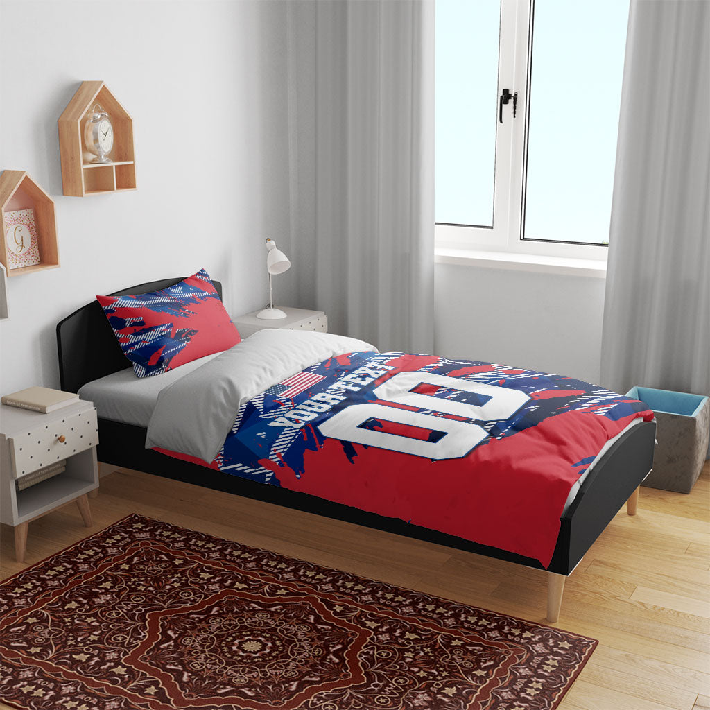 Personalized United States Soccer Eagle Bedding Set American Flag Grunge Patriot Art