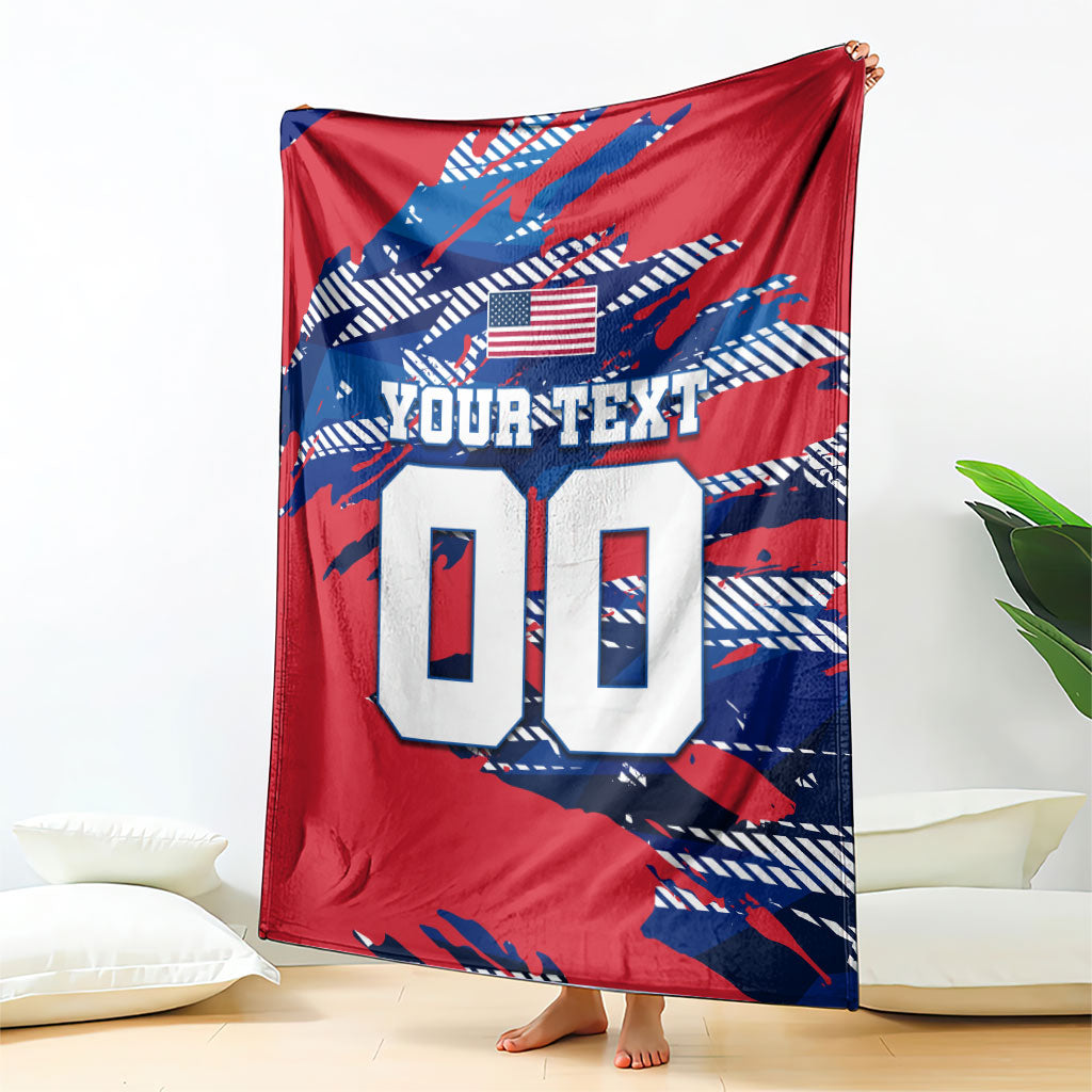 Personalized United States Soccer Eagle Blanket American Flag Grunge Patriot Art