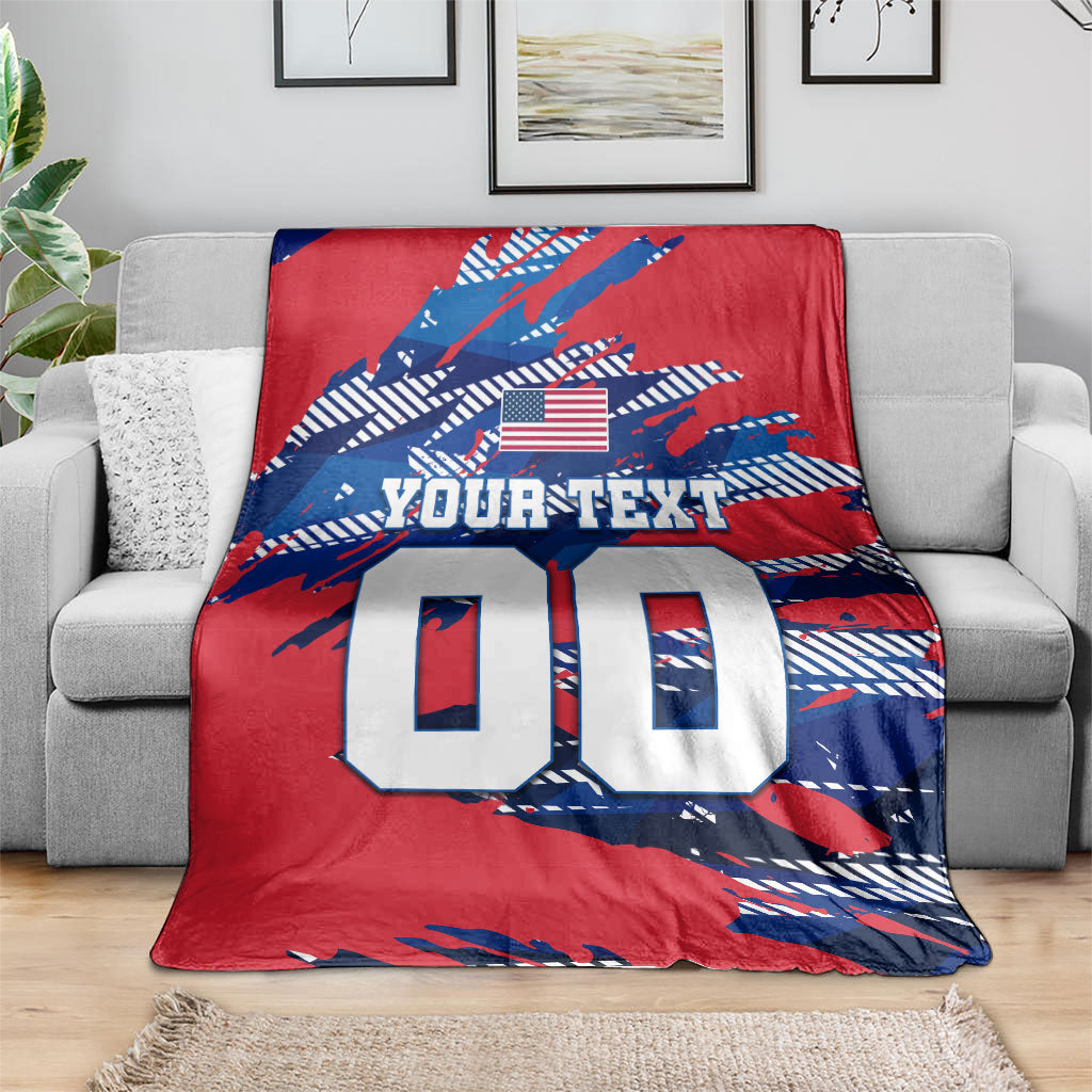 Personalized United States Soccer Eagle Blanket American Flag Grunge Patriot Art