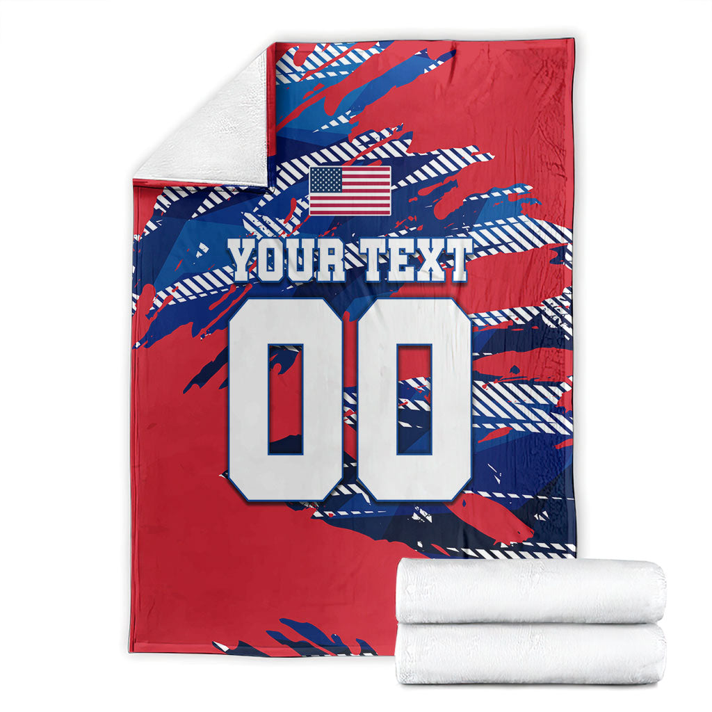 Personalized United States Soccer Eagle Blanket American Flag Grunge Patriot Art