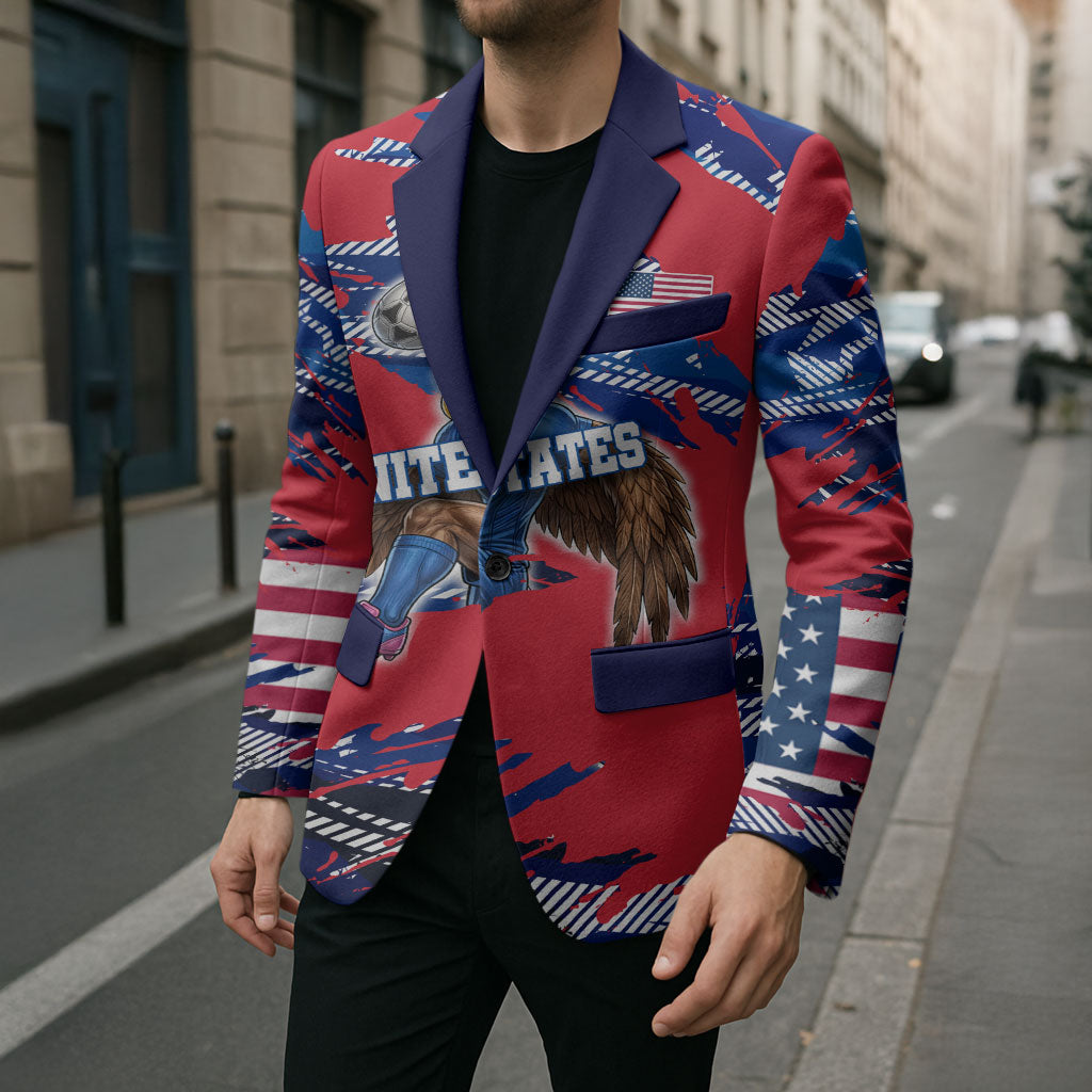 Personalized United States Soccer Eagle Blazer American Flag Grunge Patriot Art