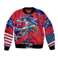 Personalized United States Soccer Eagle Bomber Jacket American Flag Grunge Patriot Art