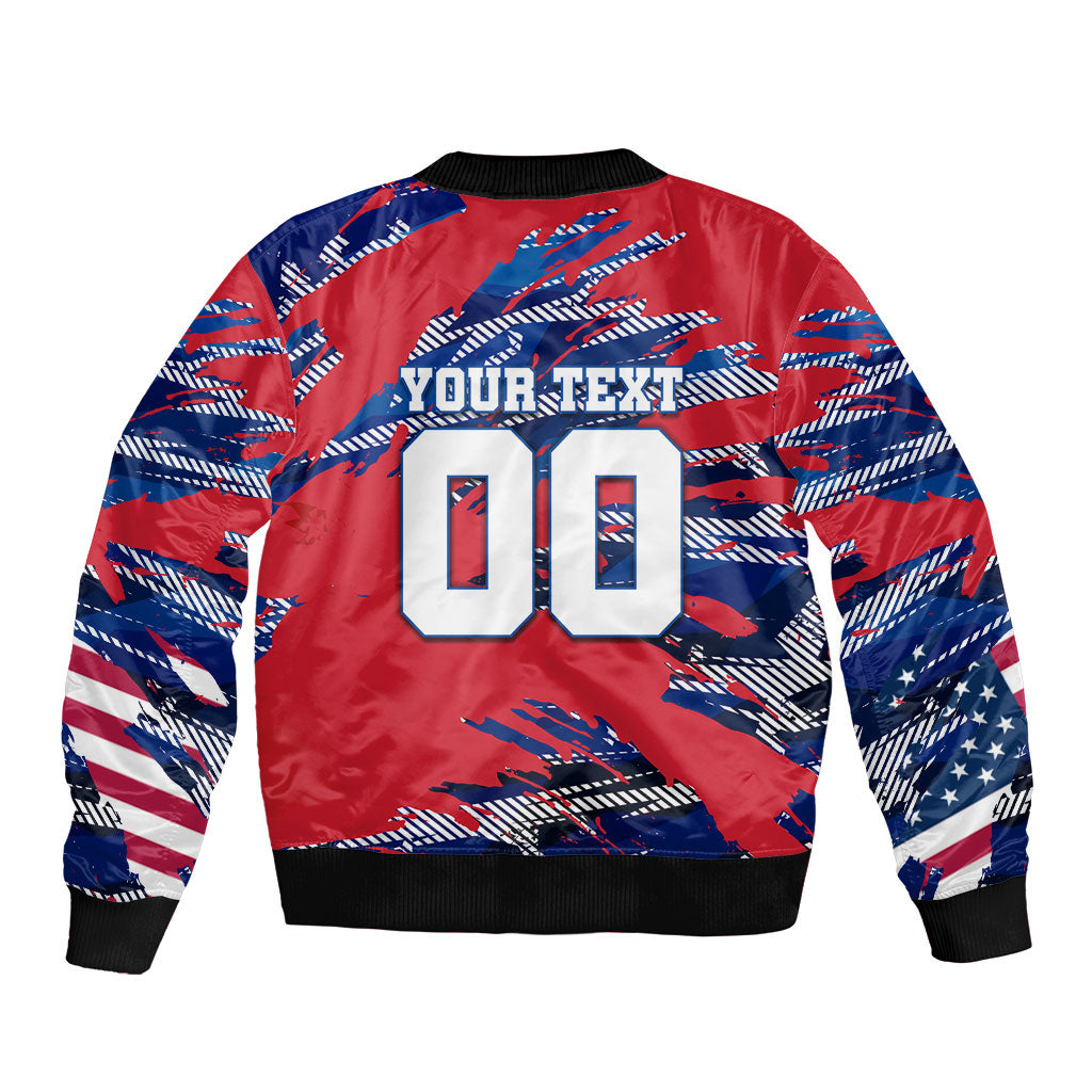 Personalized United States Soccer Eagle Bomber Jacket American Flag Grunge Patriot Art