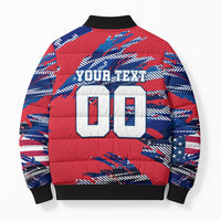 Personalized United States Soccer Eagle Bomber Puffer Jacket American Flag Grunge Patriot Art