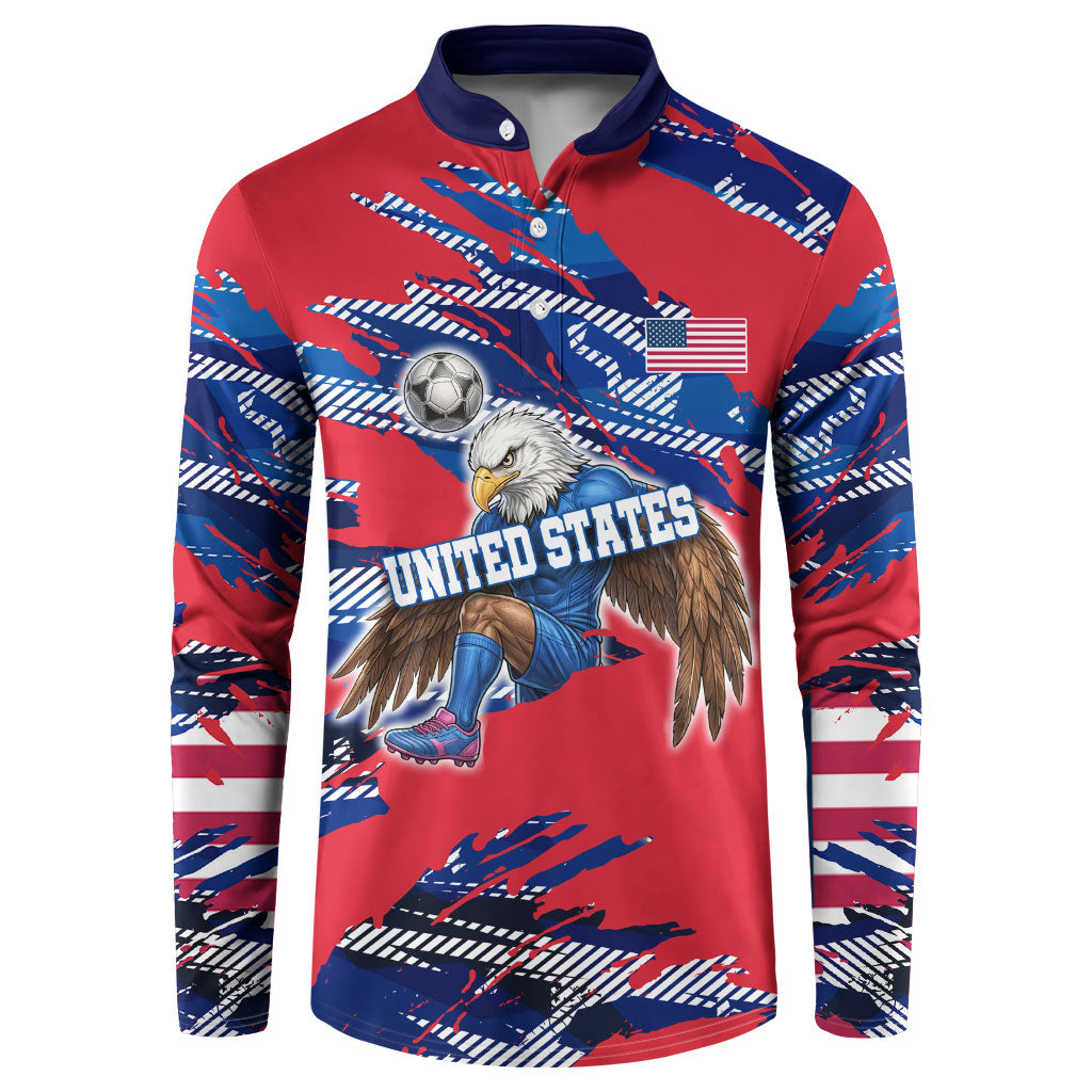Personalized United States Soccer Eagle Button Sweatshirt American Flag Grunge Patriot Art