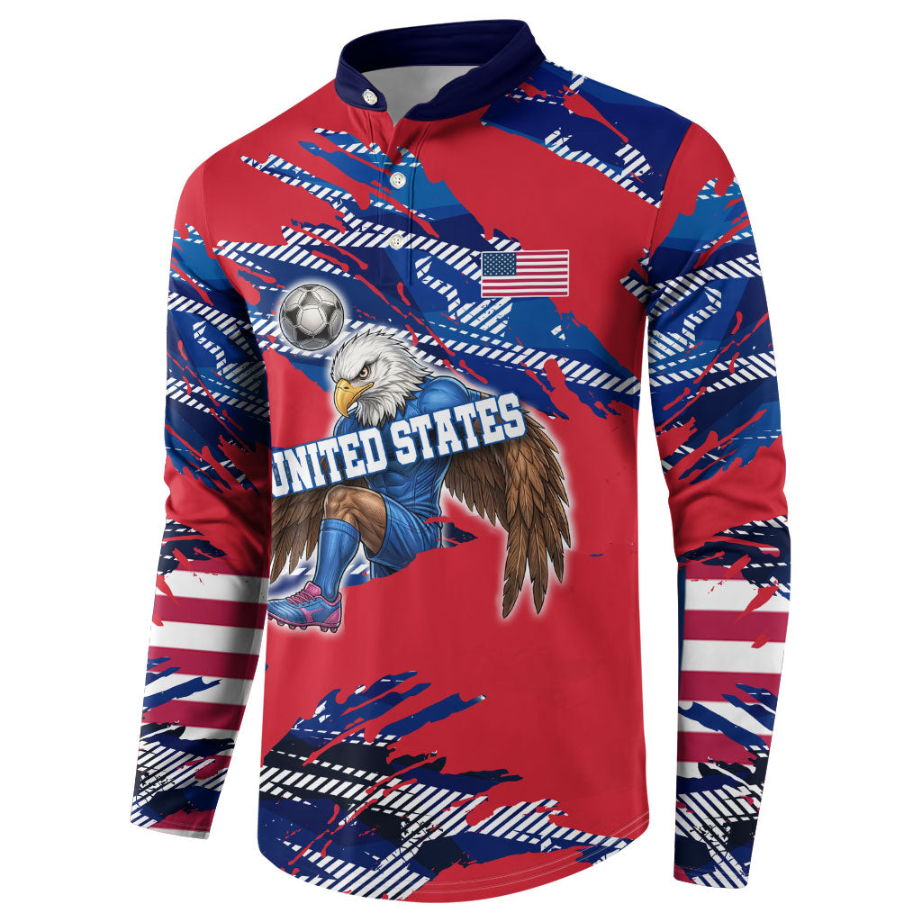 Personalized United States Soccer Eagle Button Sweatshirt American Flag Grunge Patriot Art
