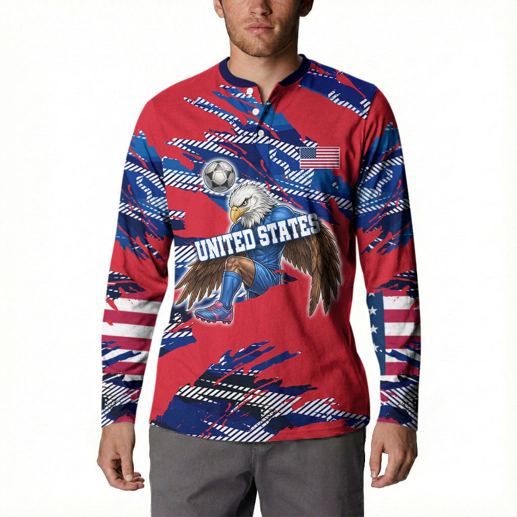 Personalized United States Soccer Eagle Button Sweatshirt American Flag Grunge Patriot Art