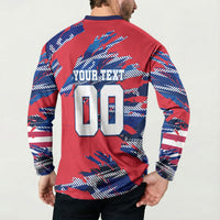 Personalized United States Soccer Eagle Button Sweatshirt American Flag Grunge Patriot Art