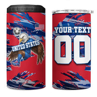 Personalized United States Soccer Eagle 4 in 1 Can Cooler Tumbler American Flag Grunge Patriot Art