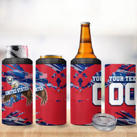 Personalized United States Soccer Eagle 4 in 1 Can Cooler Tumbler American Flag Grunge Patriot Art