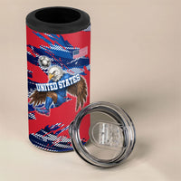 Personalized United States Soccer Eagle 4 in 1 Can Cooler Tumbler American Flag Grunge Patriot Art