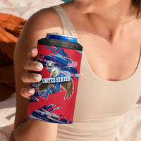 Personalized United States Soccer Eagle 4 in 1 Can Cooler Tumbler American Flag Grunge Patriot Art