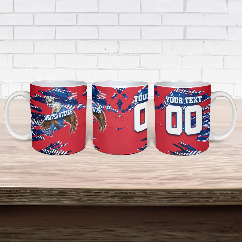 Personalized United States Soccer Eagle Ceramic Mug American Flag Grunge Patriot Art