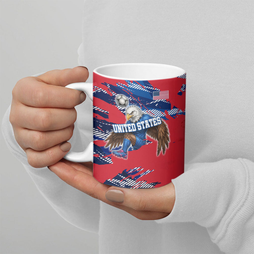Personalized United States Soccer Eagle Ceramic Mug American Flag Grunge Patriot Art