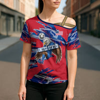 Personalized United States Soccer Eagle Cross Shoulder Shirt American Flag Grunge Patriot Art