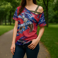 Personalized United States Soccer Eagle Cross Shoulder Shirt American Flag Grunge Patriot Art