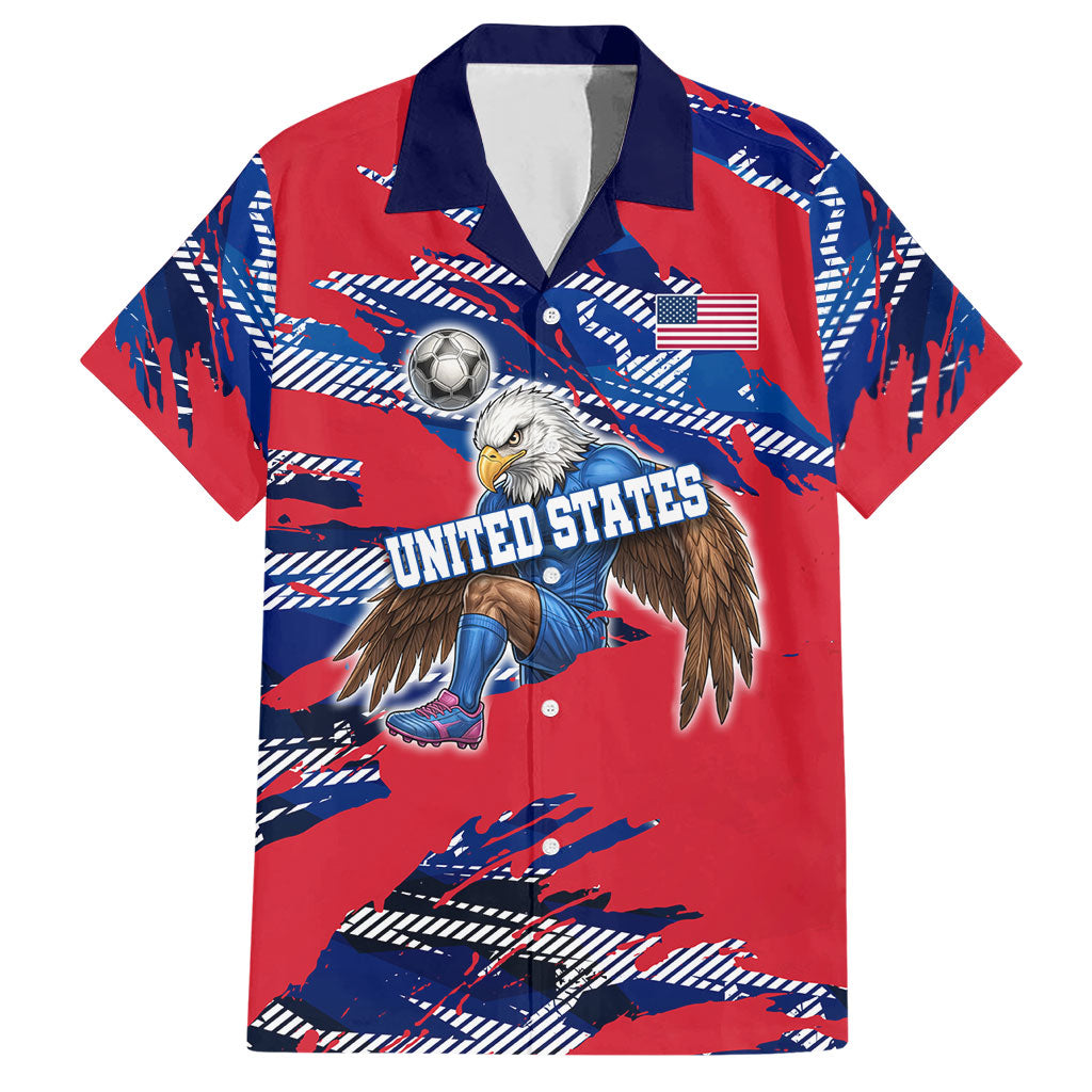 Personalized United States Soccer Eagle Hawaiian Shirt American Flag Grunge Patriot Art