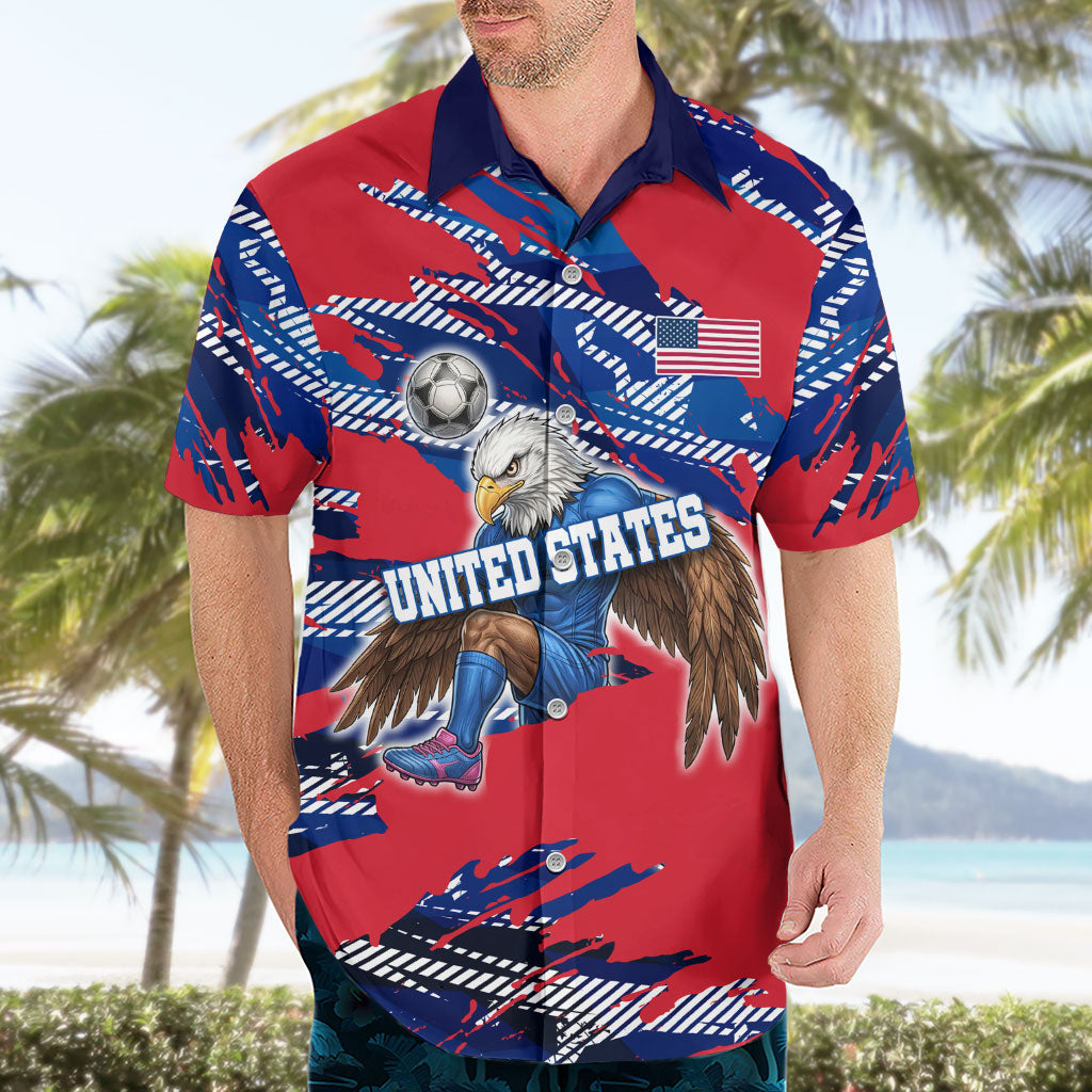 Personalized United States Soccer Eagle Hawaiian Shirt American Flag Grunge Patriot Art