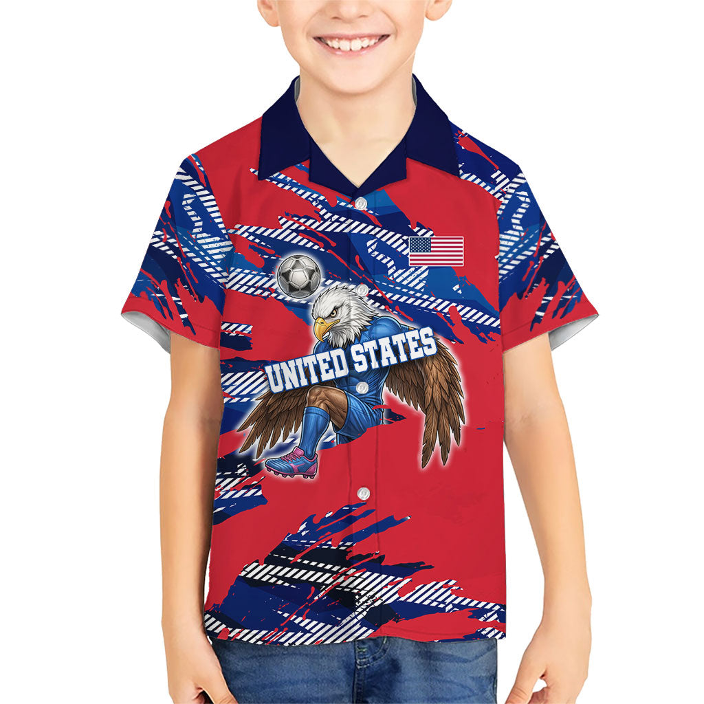 Personalized United States Soccer Eagle Hawaiian Shirt American Flag Grunge Patriot Art