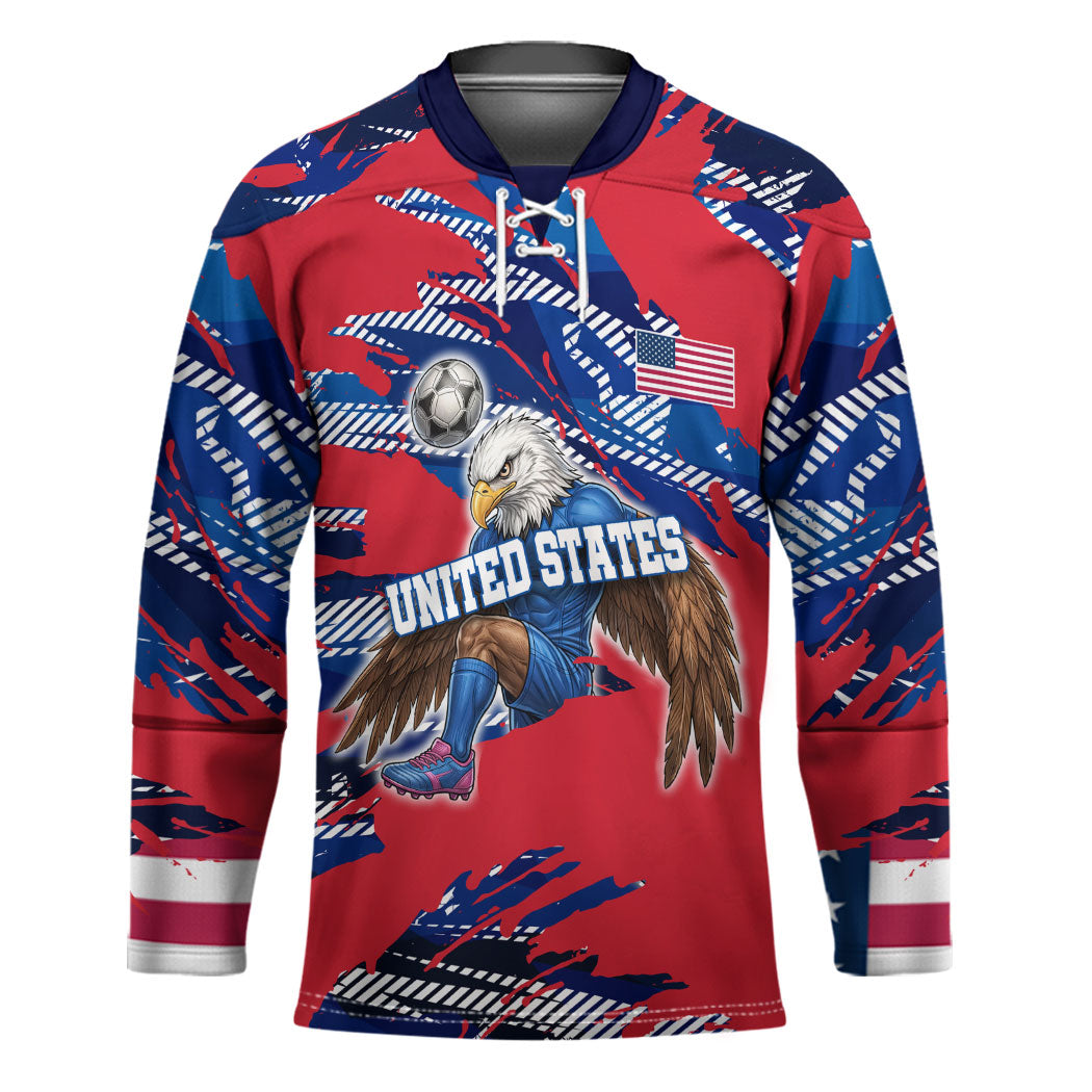 Personalized United States Soccer Eagle Hockey Jersey American Flag Grunge Patriot Art