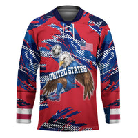 Personalized United States Soccer Eagle Hockey Jersey American Flag Grunge Patriot Art