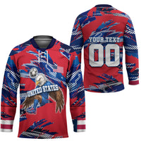 Personalized United States Soccer Eagle Hockey Jersey American Flag Grunge Patriot Art