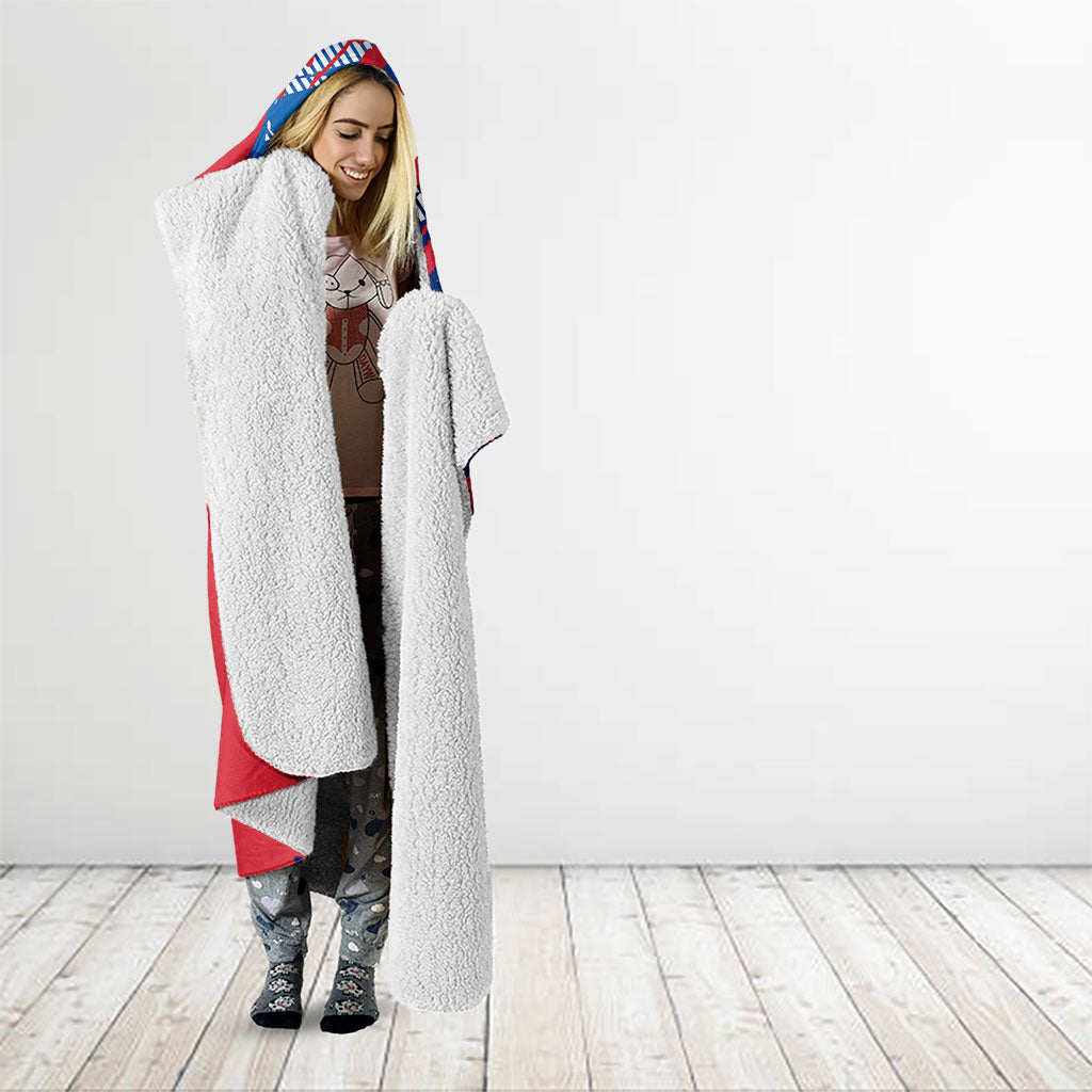 Personalized United States Soccer Eagle Hooded Blanket American Flag Grunge Patriot Art