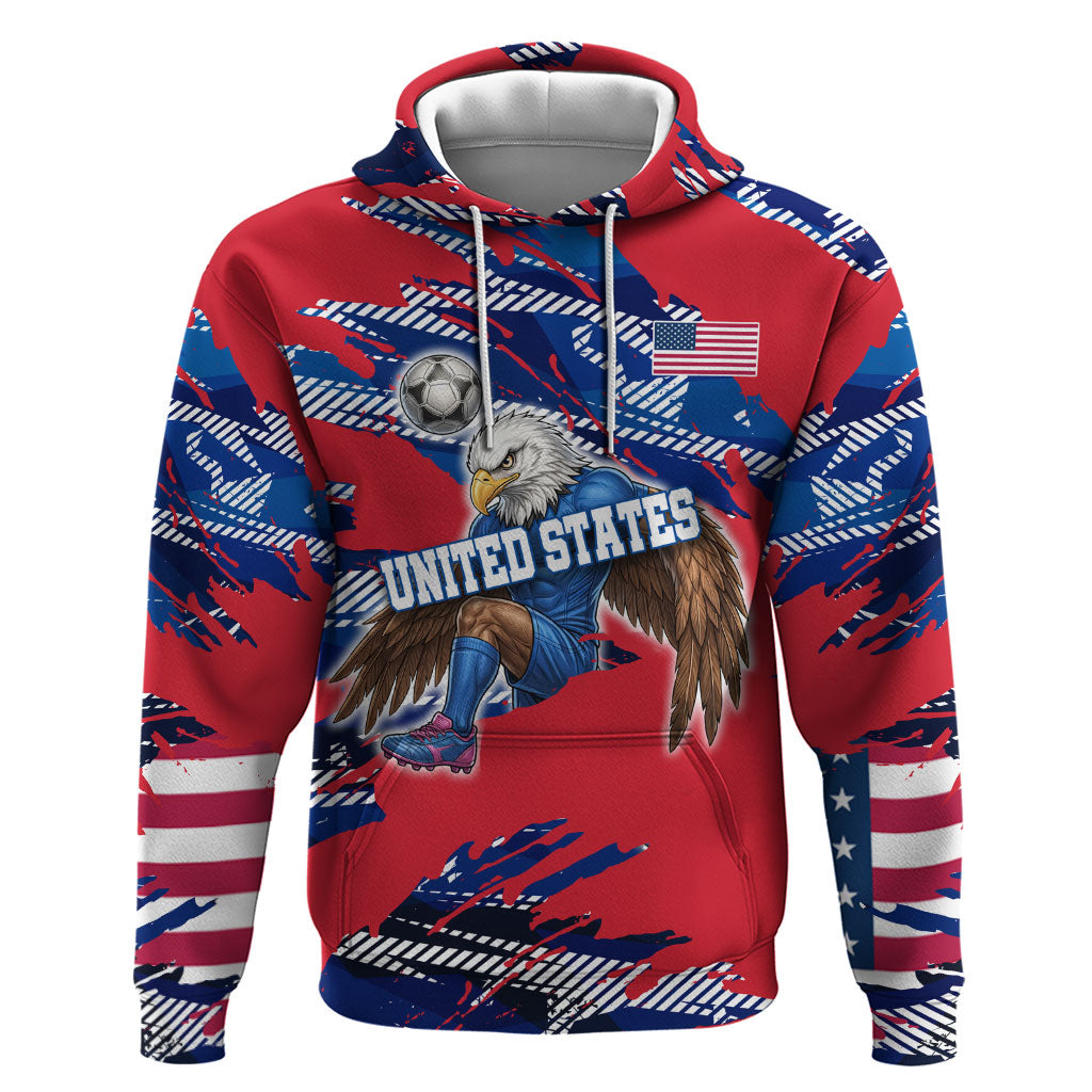 Personalized United States Soccer Eagle Hoodie American Flag Grunge Patriot Art
