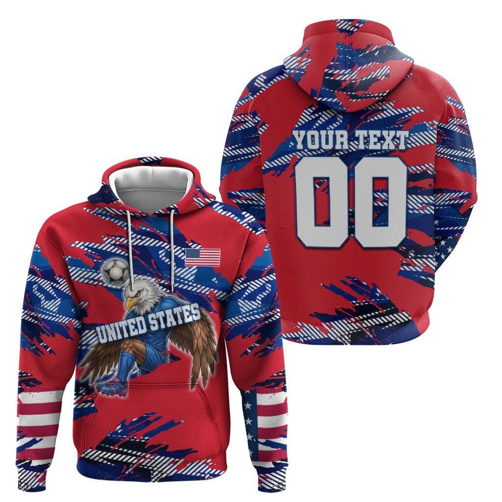 Personalized United States Soccer Eagle Hoodie American Flag Grunge Patriot Art