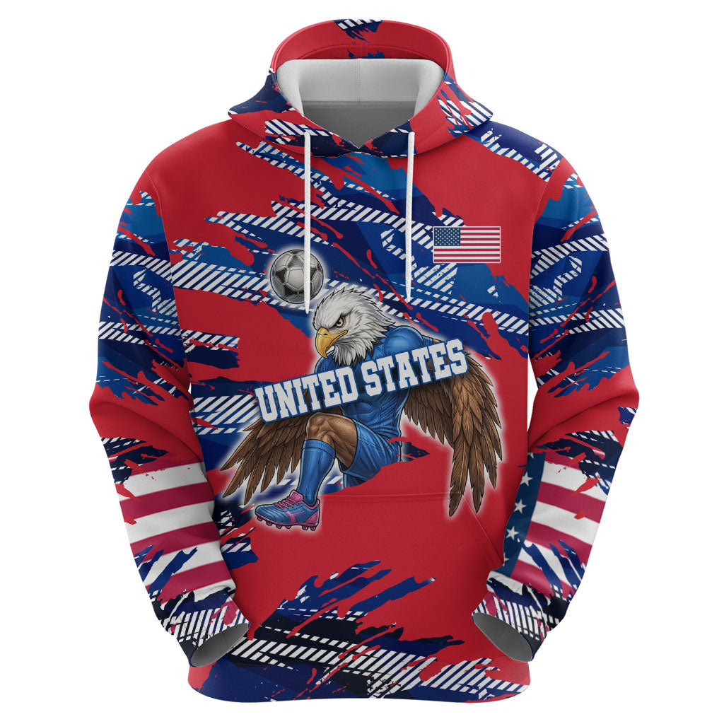 Personalized United States Soccer Eagle Hoodie American Flag Grunge Patriot Art