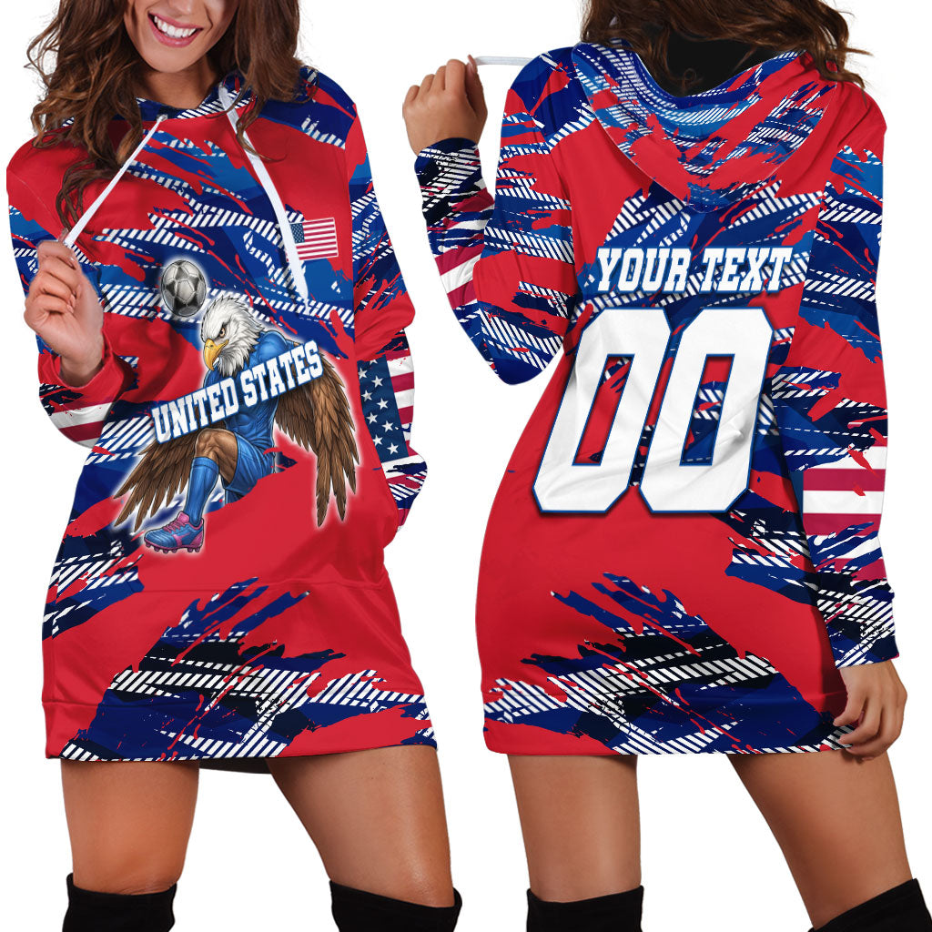 Personalized United States Soccer Eagle Hoodie Dress American Flag Grunge Patriot Art