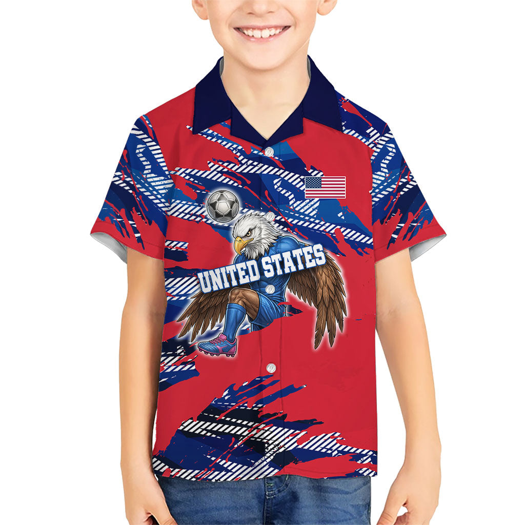 Personalized United States Soccer Eagle Kid Hawaiian Shirt American Flag Grunge Patriot Art