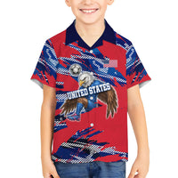 Personalized United States Soccer Eagle Kid Hawaiian Shirt American Flag Grunge Patriot Art