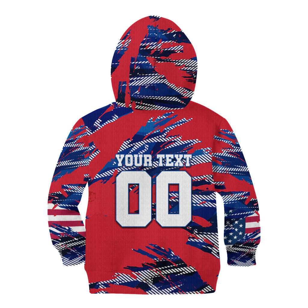 Personalized United States Soccer Eagle Kid Hoodie American Flag Grunge Patriot Art