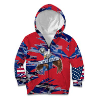 Personalized United States Soccer Eagle Kid Hoodie American Flag Grunge Patriot Art