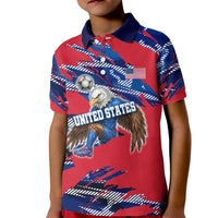 Personalized United States Soccer Eagle Kid Polo Shirt American Flag Grunge Patriot Art
