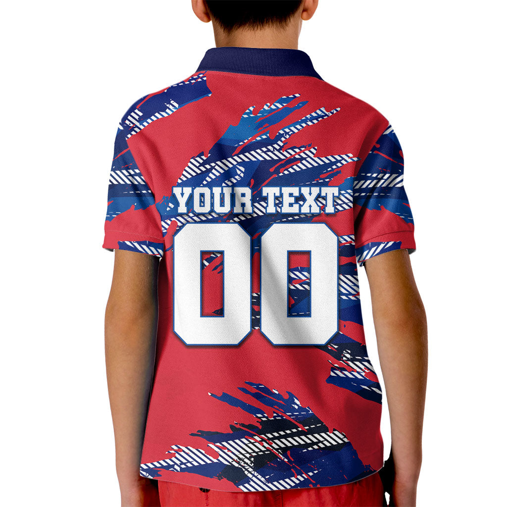 Personalized United States Soccer Eagle Kid Polo Shirt American Flag Grunge Patriot Art