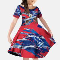 Personalized United States Soccer Eagle Kid Short Sleeve Dress American Flag Grunge Patriot Art