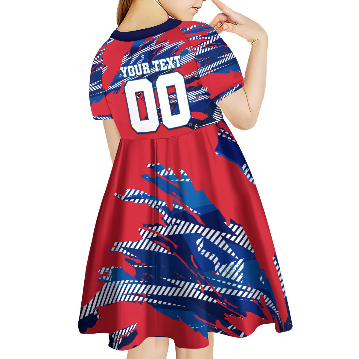 Personalized United States Soccer Eagle Kid Short Sleeve Dress American Flag Grunge Patriot Art