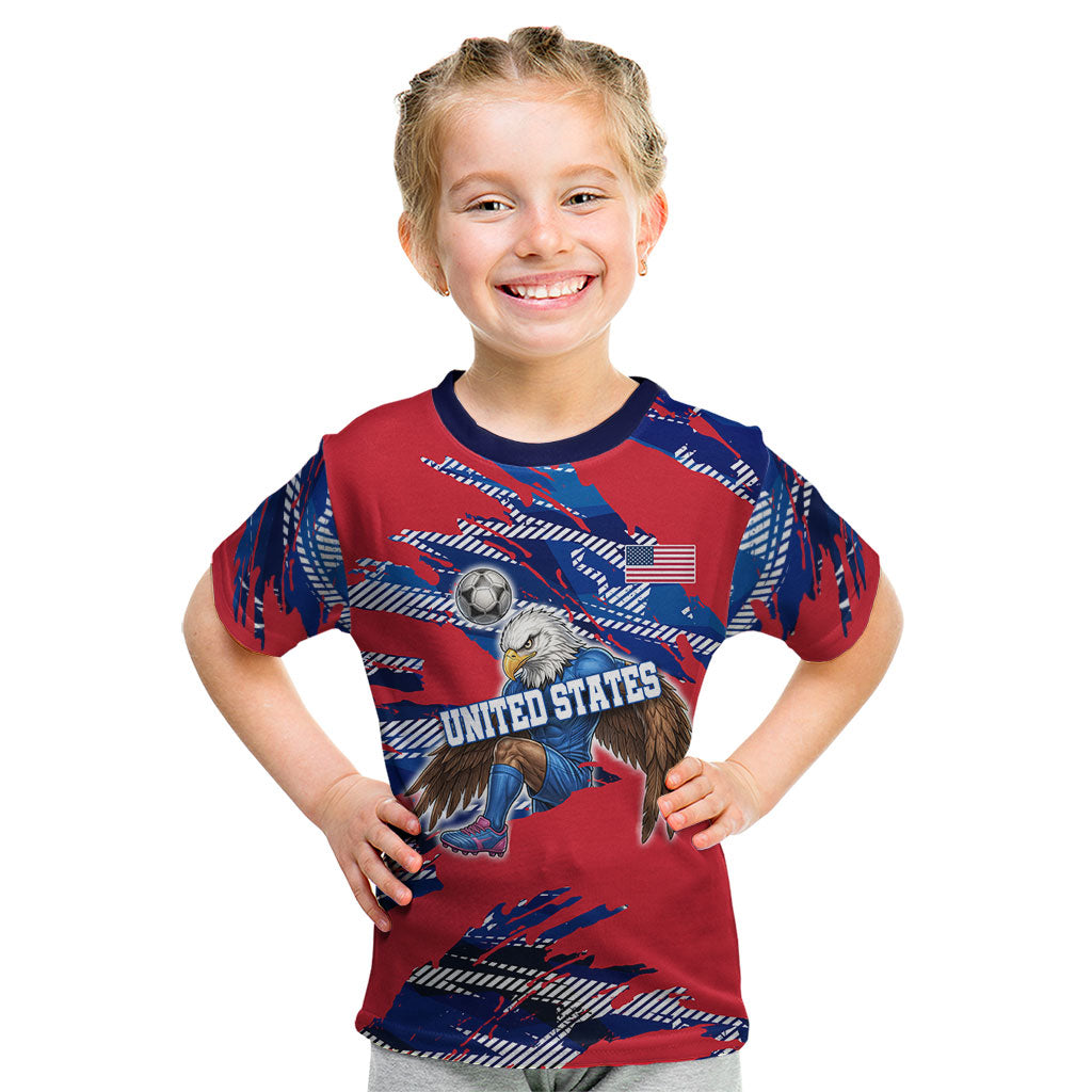 Personalized United States Soccer Eagle Kid T Shirt American Flag Grunge Patriot Art