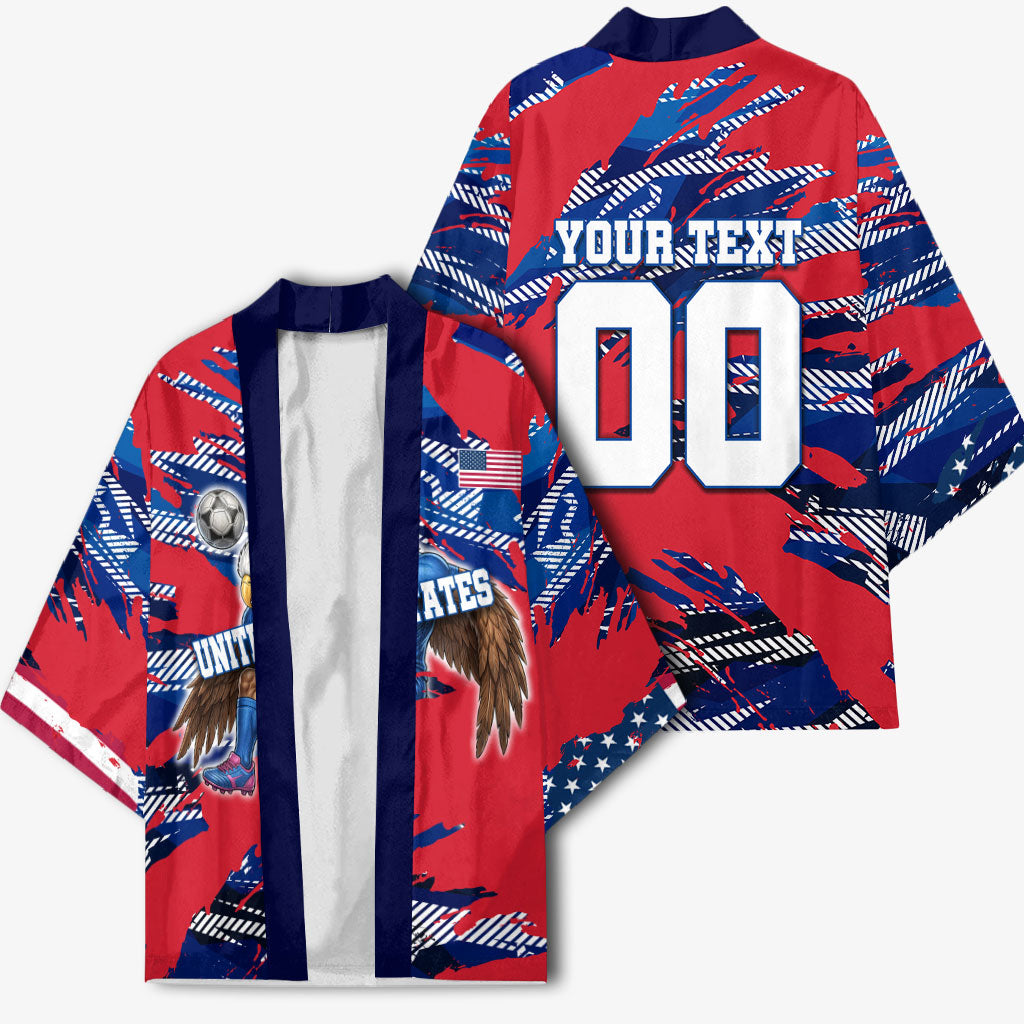 Personalized United States Soccer Eagle Kimono American Flag Grunge Patriot Art