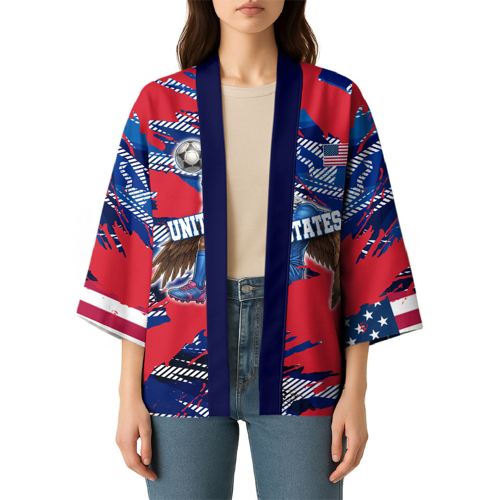 Personalized United States Soccer Eagle Kimono American Flag Grunge Patriot Art