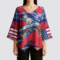 Personalized United States Soccer Eagle Kimono Sleeve Blouse American Flag Grunge Patriot Art
