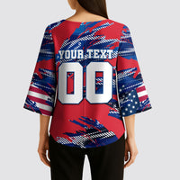 Personalized United States Soccer Eagle Kimono Sleeve Blouse American Flag Grunge Patriot Art