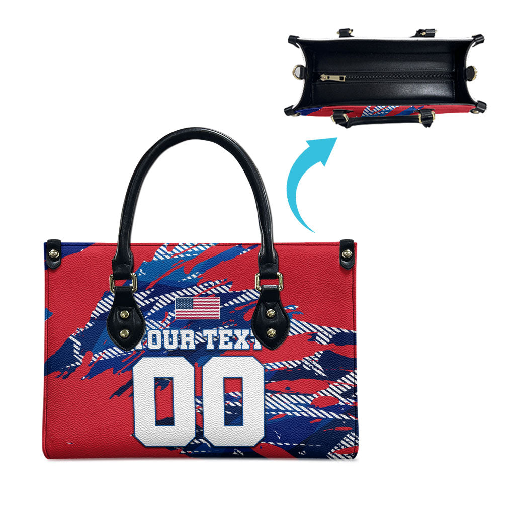 Personalized United States Soccer Eagle Leather Bag American Flag Grunge Patriot Art
