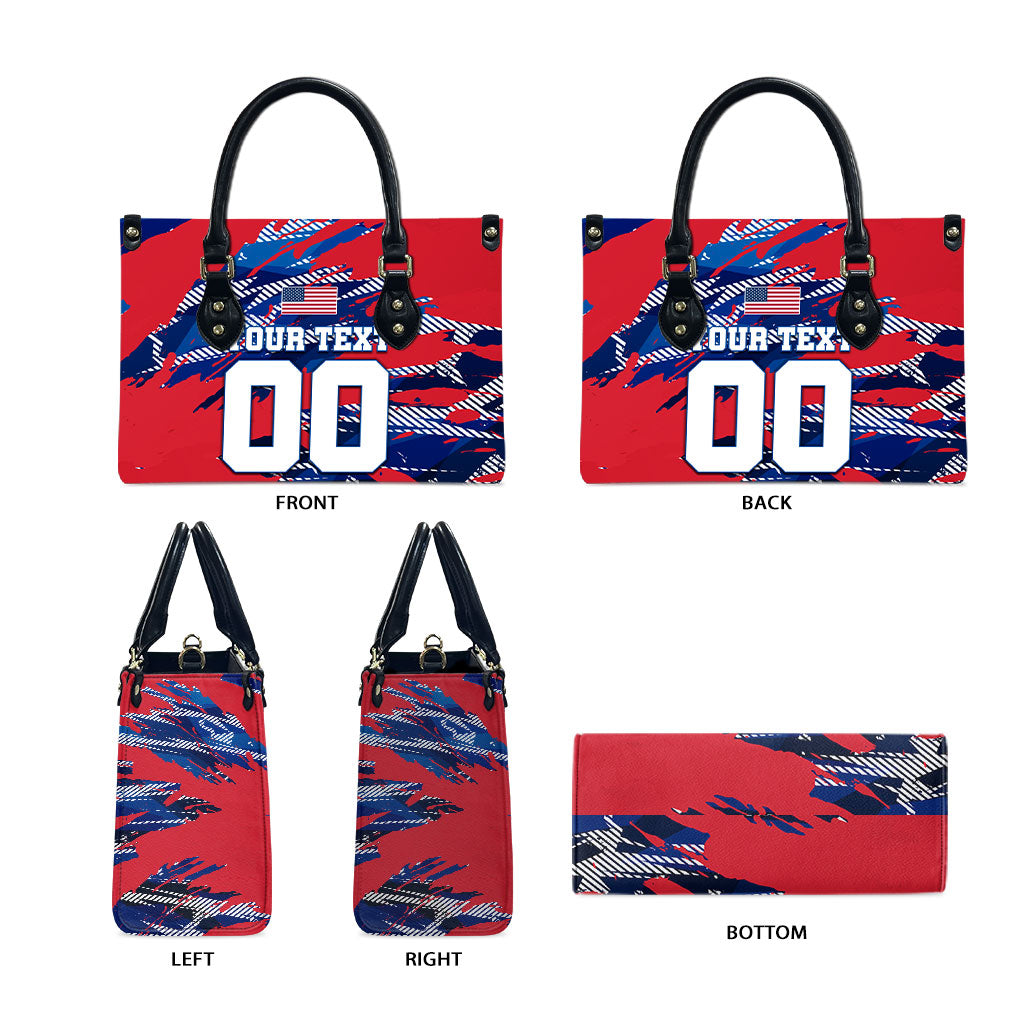 Personalized United States Soccer Eagle Leather Bag American Flag Grunge Patriot Art
