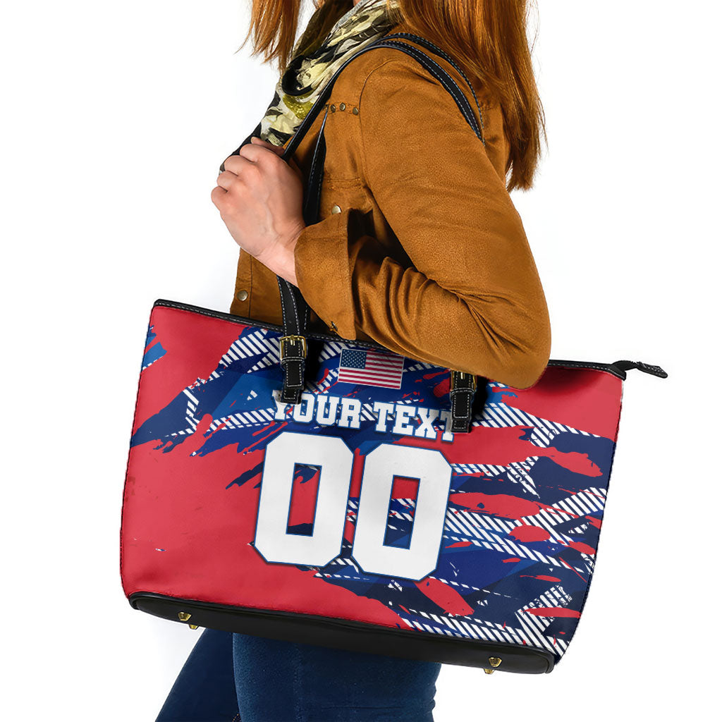 Personalized United States Soccer Eagle Leather Tote Bag American Flag Grunge Patriot Art