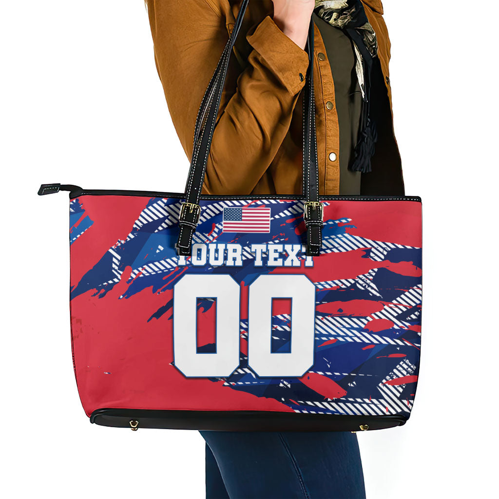 Personalized United States Soccer Eagle Leather Tote Bag American Flag Grunge Patriot Art